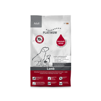 PLATINUM Adult Lamb tørfoder til voksne hunde med 70 % frisk lammekød, pose set forfra