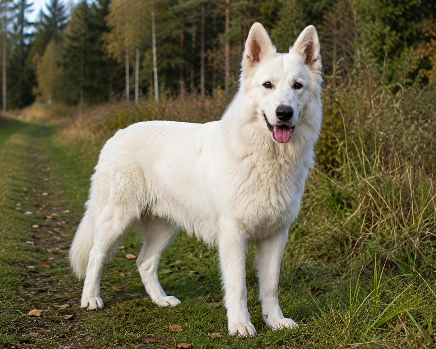 Hvid Schweizerhyrdehund: raceguide – temperament, pleje, motion og sundhed