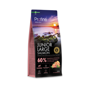 Profine Junior Large Salmon & Potatoes 12 kg tørfoder til store hvalpe, pose set forfra