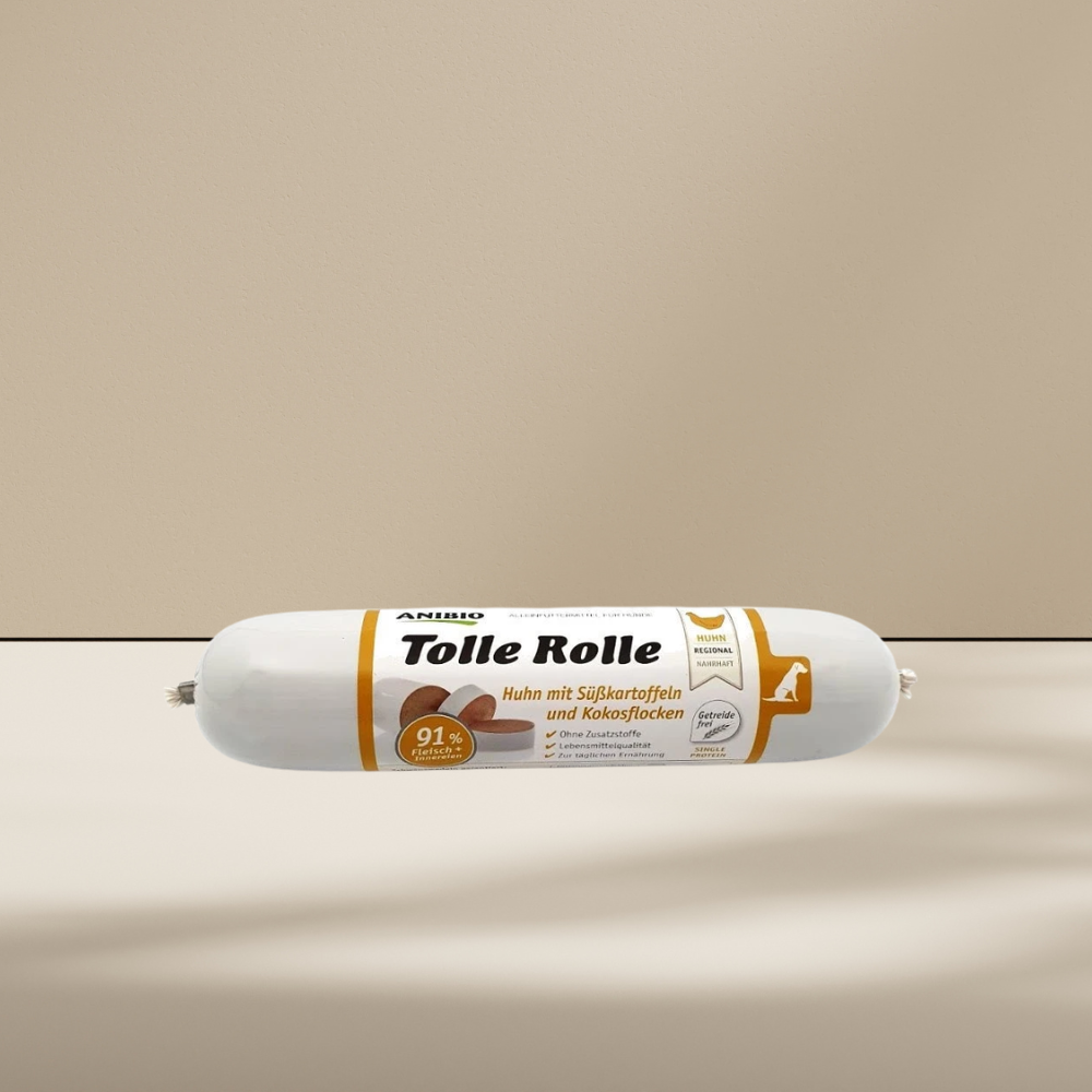 Anibio Tolle Rolle Kylling 400 g. Skærepølse 91% Kød