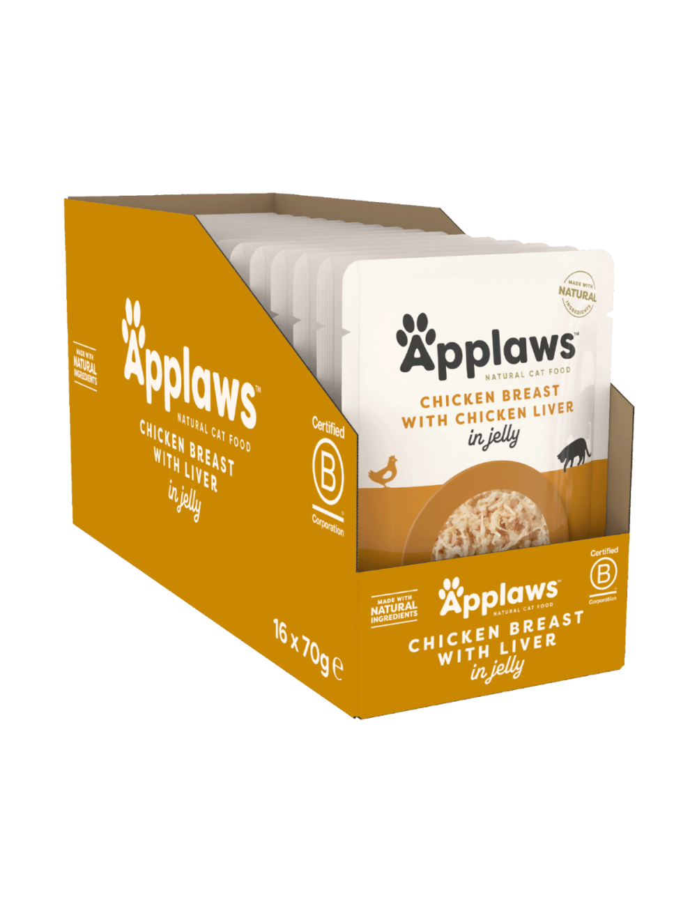 Applaws Kylling & Lever 70g Gele Pose, Kat