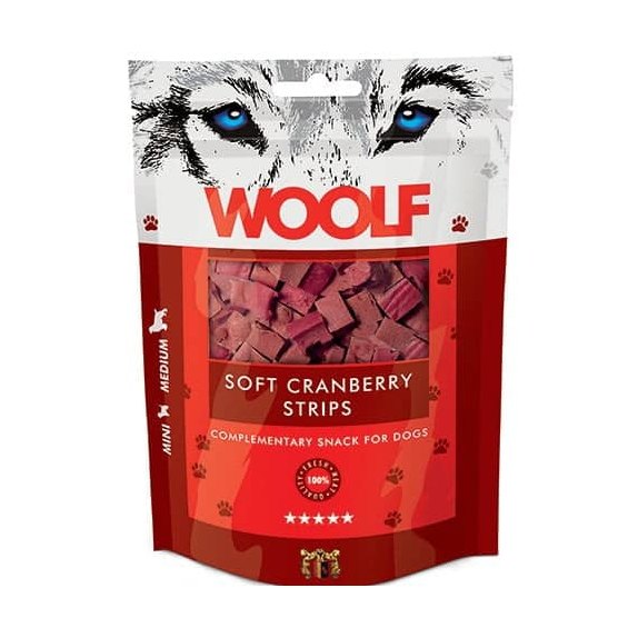 Woolf Soft Tranebær Strips 100g