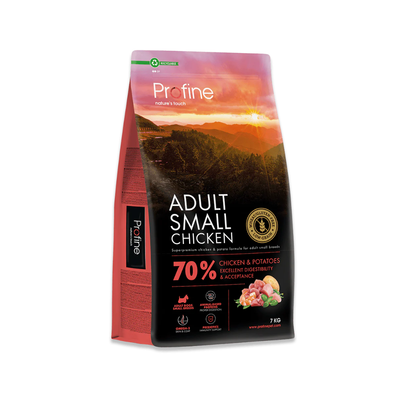 Profine Adult Small Chicken & Potatoes tørfoder til små hunde, pose set forfra
