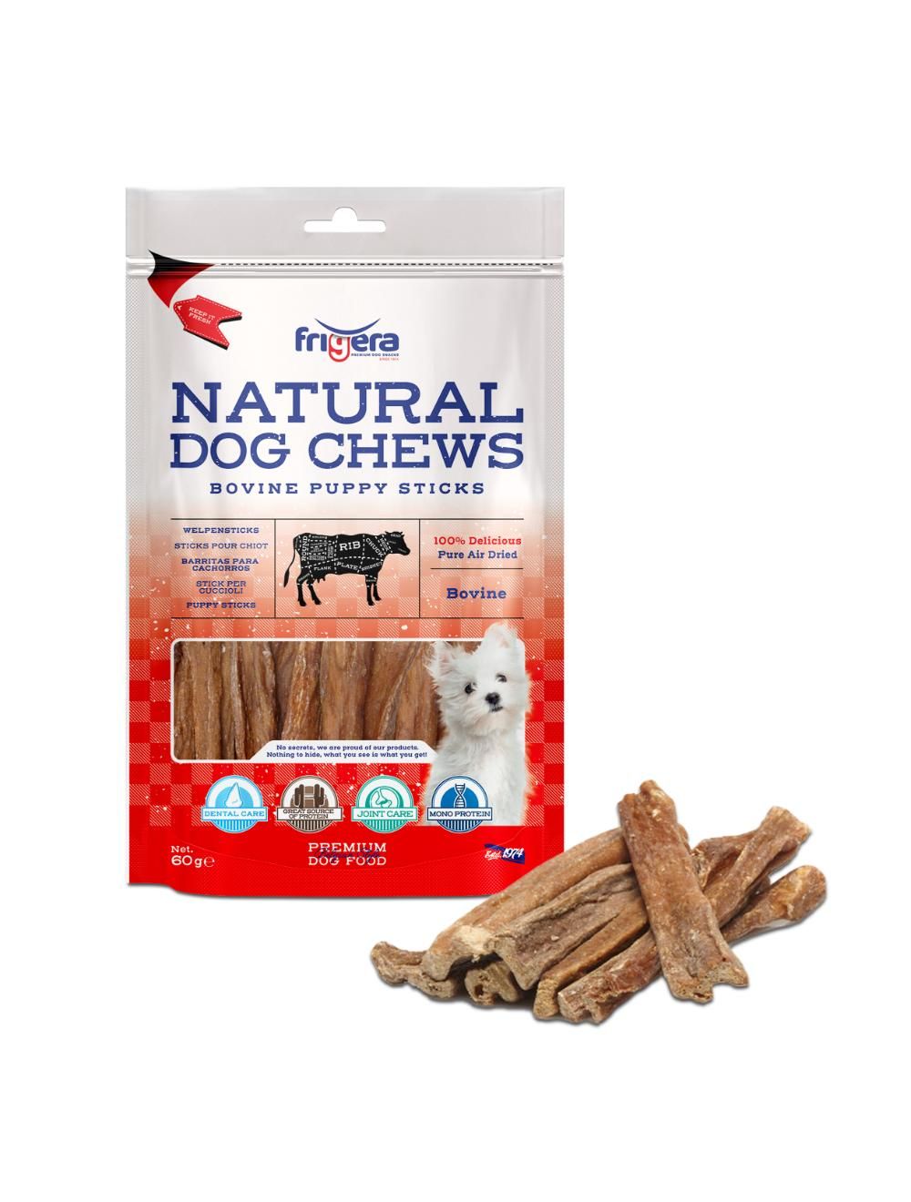 Natural Dog Chews Okse Hvalpepinde 60gr