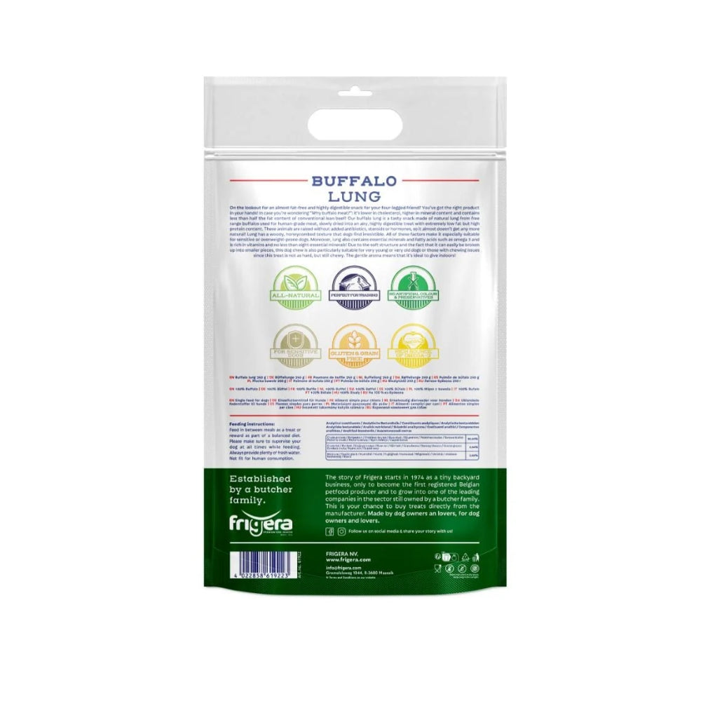 Natural Dog Chews Bøffel Lunger 250gr