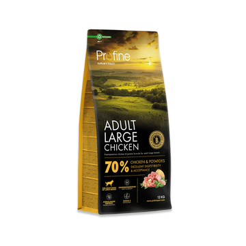 Profine Adult Large Chicken & Potatoes 12 kg tørfoder til store hunde, pose set forfra