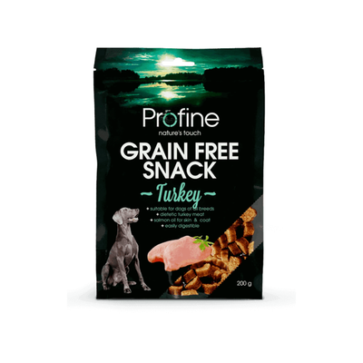 Profine Grain Free Snack Turkey 200 g kornfri hundesnack med kalkun, pose set forfra