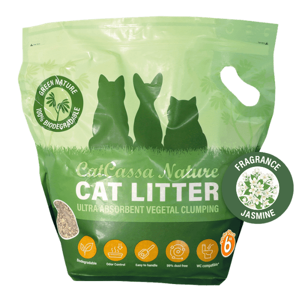 CatCassa Nature kattegrus med jasminduft, 6 kg, posen set forfra