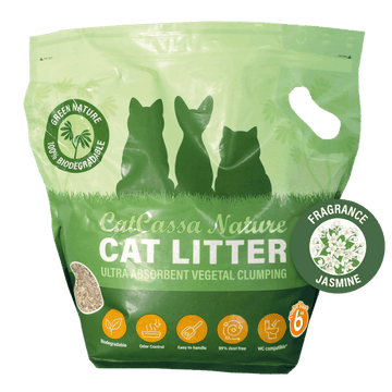 CatCassa Nature kattegrus med jasminduft, 6 kg, posen set forfra