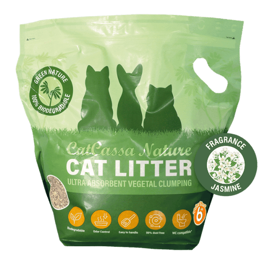 CatCassa Nature kattegrus med jasminduft, 6 kg, posen set forfra