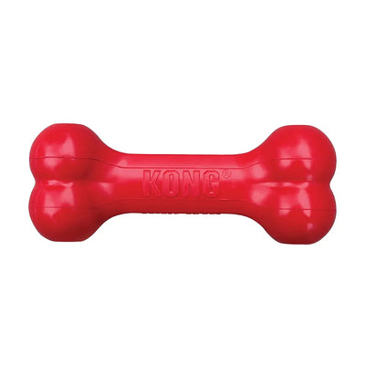 KONG Goodie Bone S i rødt gummi, tyggeben til hunde med huller til godbidder