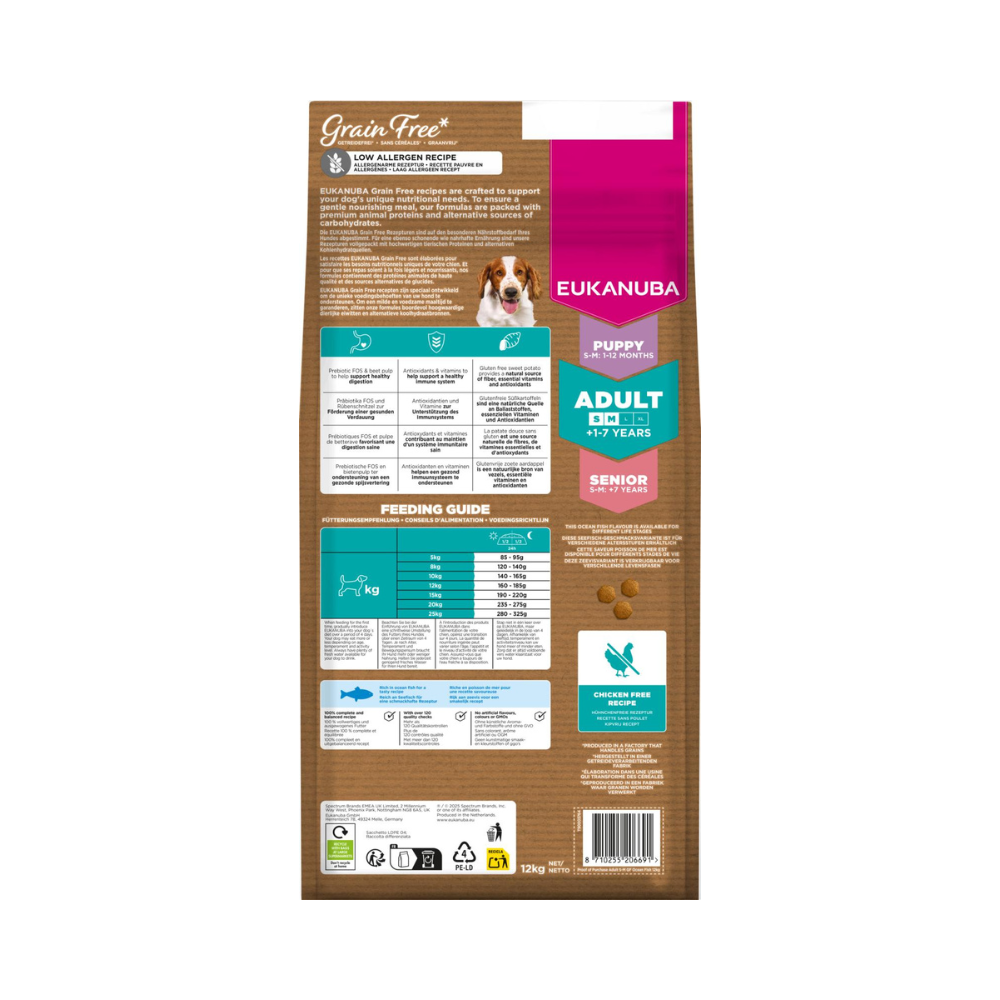 EUKANUBA Adult Small/Medium Grainfree Havfisk 12kg