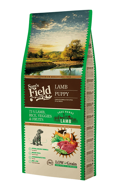 Sam's Field Puppy Lamb 13 kg – hvalpefoder med lam, posens forside