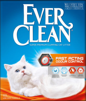 Ever Clean Fast Acting klumpende kattegrus med aktivt kul og planteekstrakter, 10 liter pose set forfra