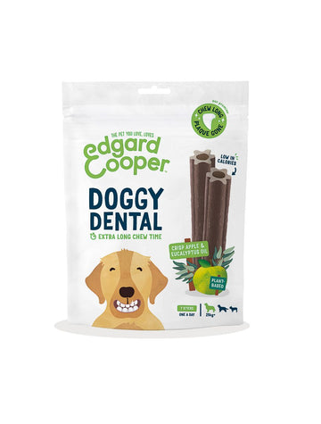 Edgard & Cooper Doggy Dental Æble og Eukalyptus, størrelse L, pakke med 7 sticks set forfra