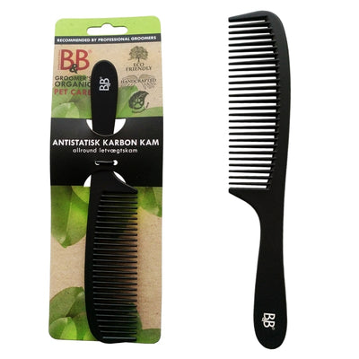 B&B Antistatisk Karbon Kam 20 cm til hundens pelspleje, produktbillede