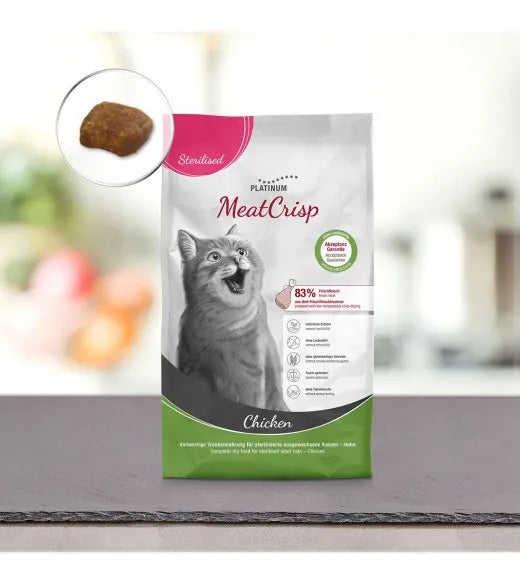 PLATINUM MeatCrisp Sterilised Chicken tørfoder til steriliserede katte – billede 2